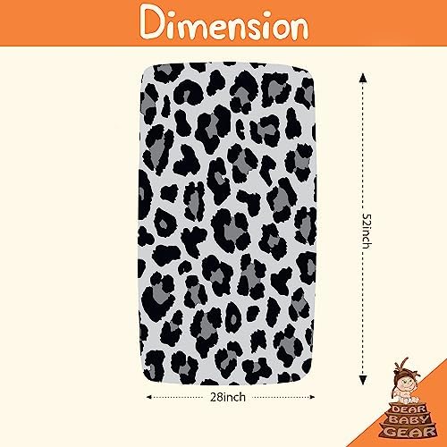 Dear Baby Gear - Breathable Crib Sheet with Gray Leopard Print