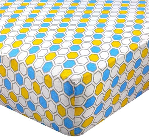 Abstract Cotton Crib Sheet - Ultra Soft 28x52 Blue Honeycomb