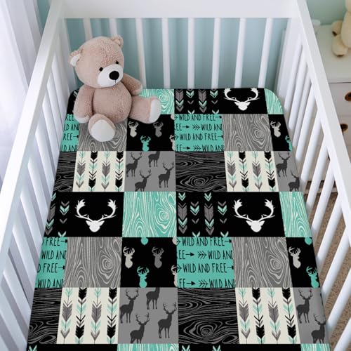 Retro Deer Tribal Arrows Baby Crib Sheets for Boy Girl 52x28