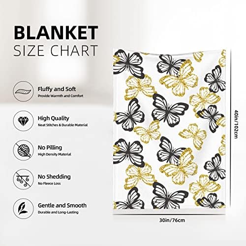Xisover Golden Glitter Butterflies Swaddle Blanket