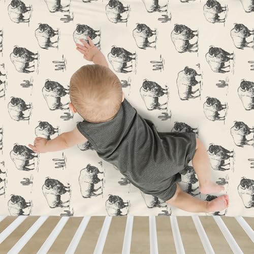 ZoUbqchY Vintage Buffalo Cactus Crib Sheets