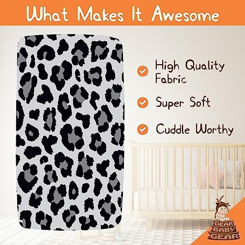 Dear Baby Gear - Breathable Crib Sheet with Gray Leopard Print