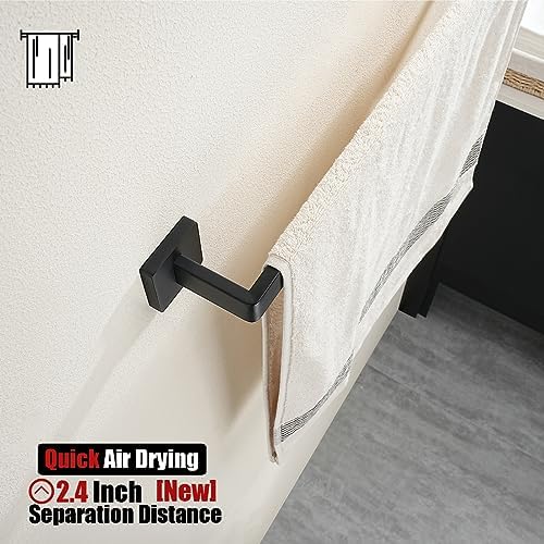 JQK Matte Black 2041 Inch Towel Bar Wall Mount
