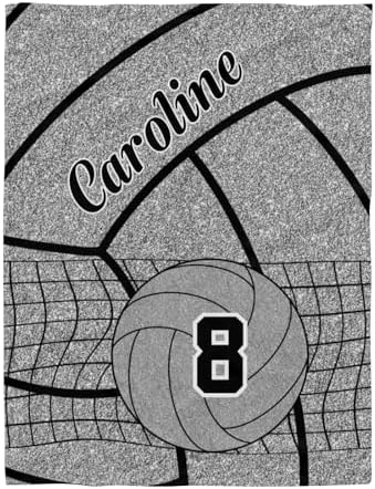 Personalized Silver Volleyball Baby Blanket with Name 1