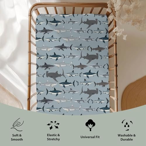 Sharks Boho Baby Crib Sheets 52x28 Fitted Mattress Cover