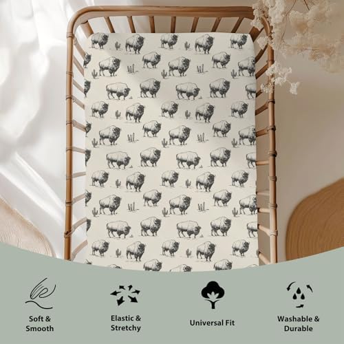 ZoUbqchY Vintage Buffalo Cactus Crib Sheets