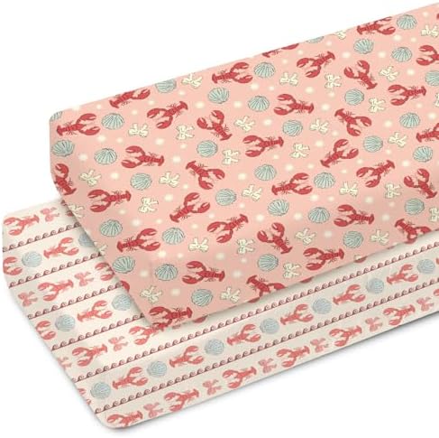 Red Coastal Lobsters Crib Sheets 2 Pack