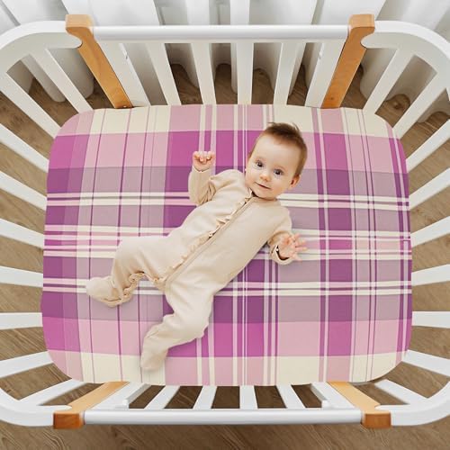 KICPOAY Checkered Tartan Plaid Crib Sheets