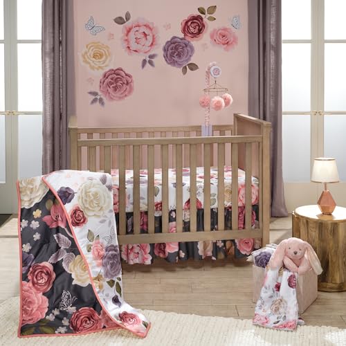 Lambs Ivy Secret Garden Floral Cotton Crib Sheet - White