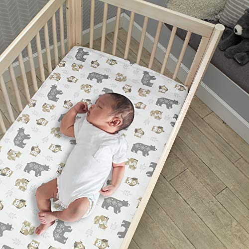 Lambs Ivy Woodland Forest Animals Mini Crib Fitted Sheet