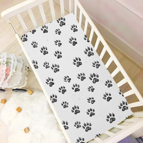 ALAZA Bear Footprint Crib Sheets for Girls and Boys