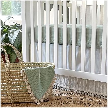 Crane Baby 6 Layer Muslin Swaddle Blanket Evergreen 30 x 40