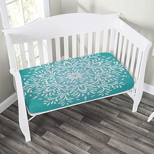 XISUNYA Blue Fitted Crib Sheet Set 28x52x8 Snowflake Print