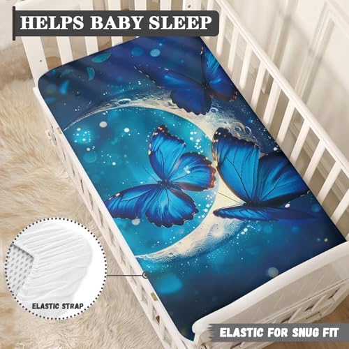 Zanxiantu Blue Butterfly Crib Sheet Standard Size