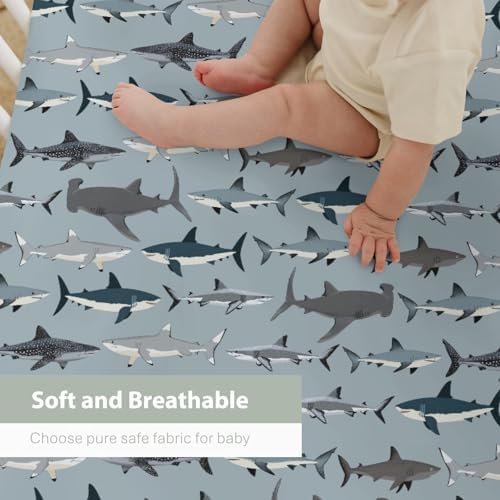 Sharks Boho Baby Crib Sheets 52x28 Fitted Mattress Cover