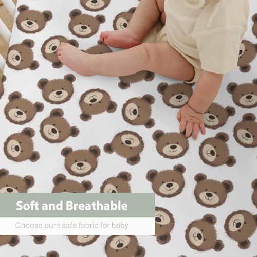 Neutral Boho Bears Crib Sheets 52x28inch