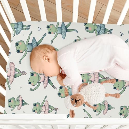 ALAZA Ballerina Frogs Crib Sheets for Kids