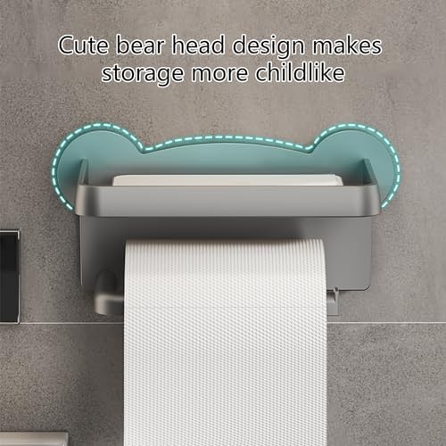 Toilet Paper Holder with Phone Shelf - No Drilling Wall Mount Modern Design
