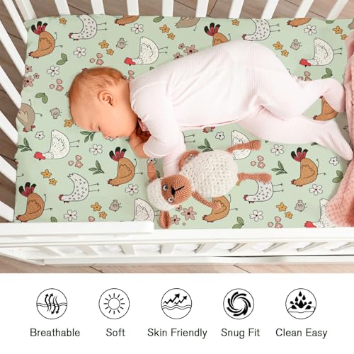 KASTLEE Cute Chicken Floral Baby Crib Sheet 52x28