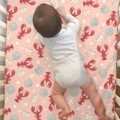 Red Coastal Lobsters Crib Sheets 2 Pack