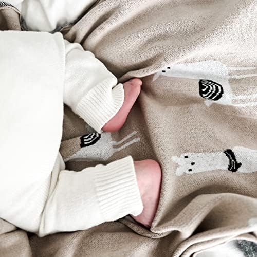 Bleu La La Knit Swaddling Blanket - Llama Pink
