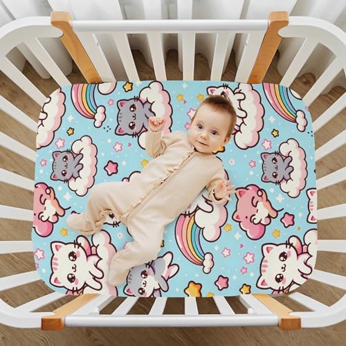ALAZA Cute Cats Rainbow Crib Sheet for Baby