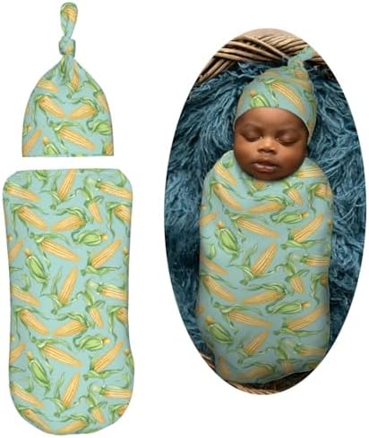 Muishi Baby Corn Swaddle Blanket Hat Set