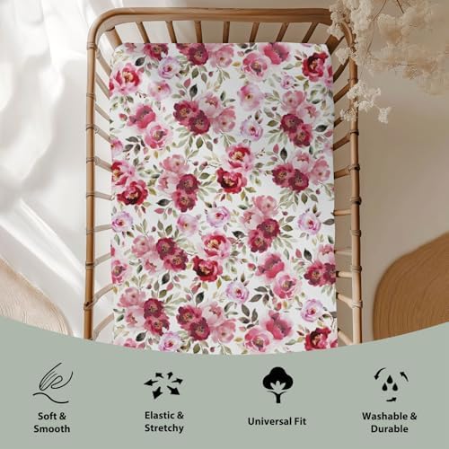 Pink Peonies Baby Crib Sheets 52x28 Inch