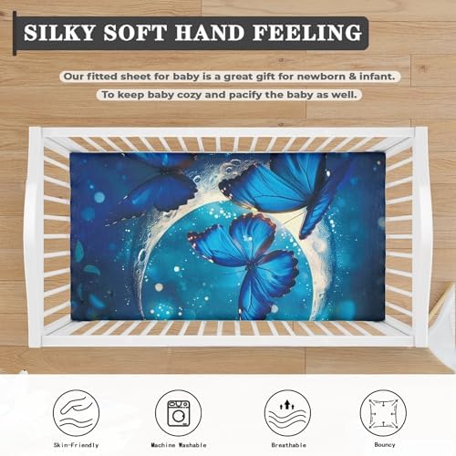 Zanxiantu Blue Butterfly Crib Sheet Standard Size