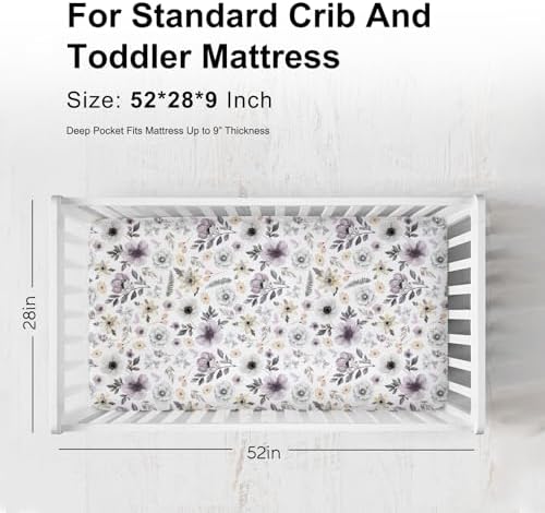 KASTLEE Boho Spring Flowers Leaves Crib Sheets