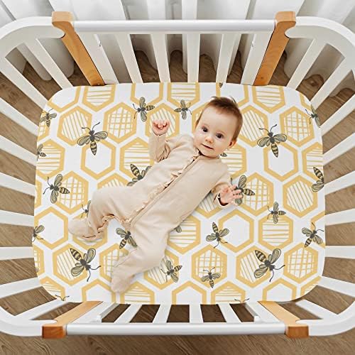 KICPOAY Honeybee Crib Sheets Stretchy Playard Sheets for Baby