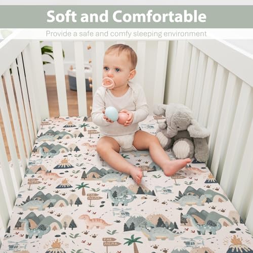 Jungle Dinosaur Crib Sheets for Baby 52x28 Neutral