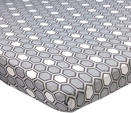Abstract Mini Crib Cotton Sheets - Gray Honeycomb