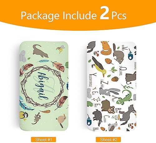 Custom Green Crib Sheets with Cartoon Animals Design
