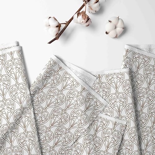 Bacati ONE Damask Brown on White Printed Crib Fitted Sheet