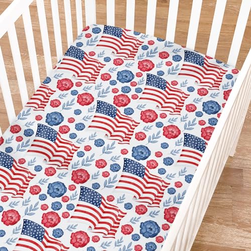 KASTLEE American Flag Crib Sheets 52x28 Patriotic Baby Bedding