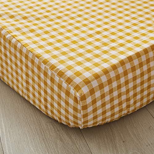 Brandream Yellow Plaid Crib Sheet 100 Cotton