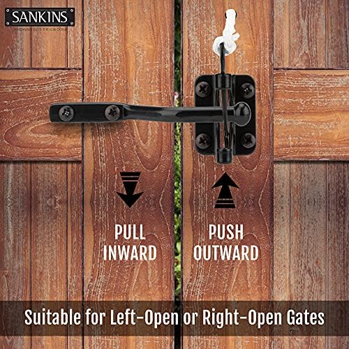 Self Locking Heavy Duty Gate Latch with Gravity Lever Steel Black