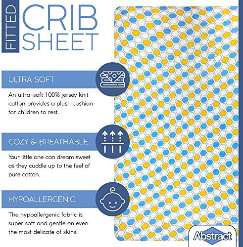 Abstract Cotton Crib Sheet - Ultra Soft 28x52 Blue Honeycomb