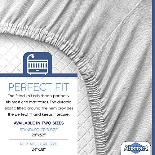 Abstract Cotton Crib Sheets - Fitted 28x52 Solid Gray