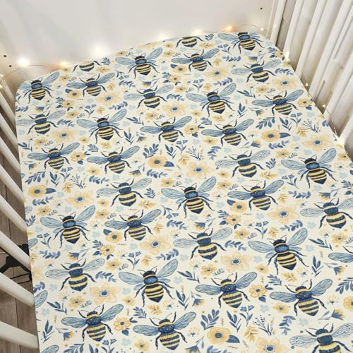 Vintage Bees Wildflowers Crib Sheets 52x28 1