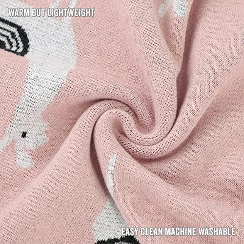 Bleu La La Knit Swaddling Blanket - Llama Pink