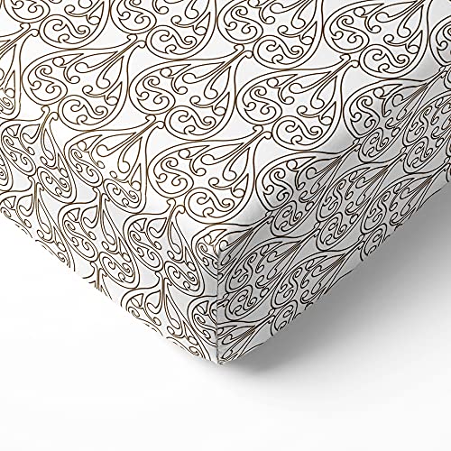 Bacati ONE Damask Brown on White Printed Crib Fitted Sheet
